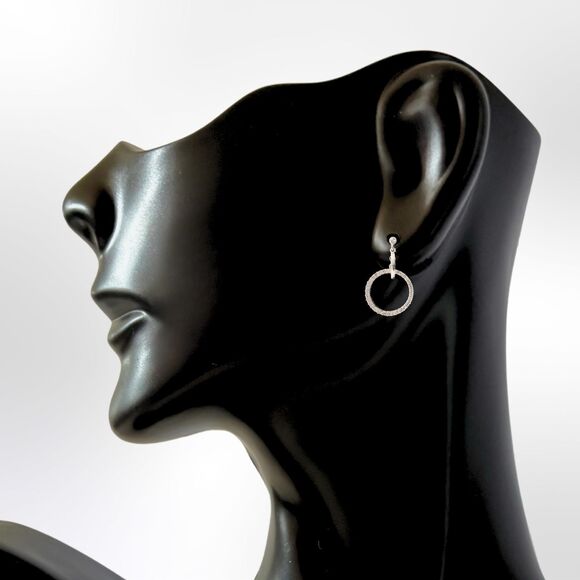 2004 Avon Going in Circles Silver Rhinestone Earrings | Special Occasions | NIB - Picture 6 of 6